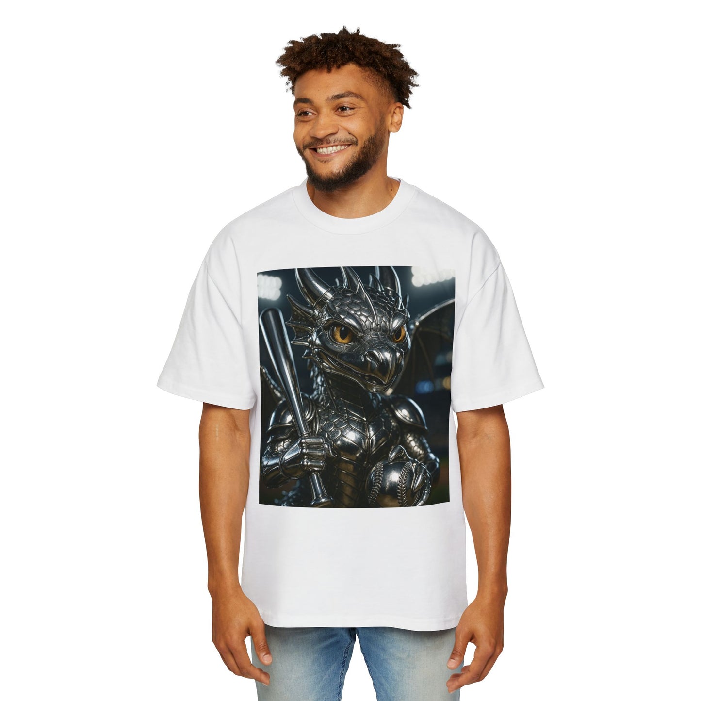 Metallic Dragon Graphic Tee - Oversized Heavy T-Shirt for Gamers, Fantasy Fans, Gifts for Birthdays, Comic Con, Summer Style
