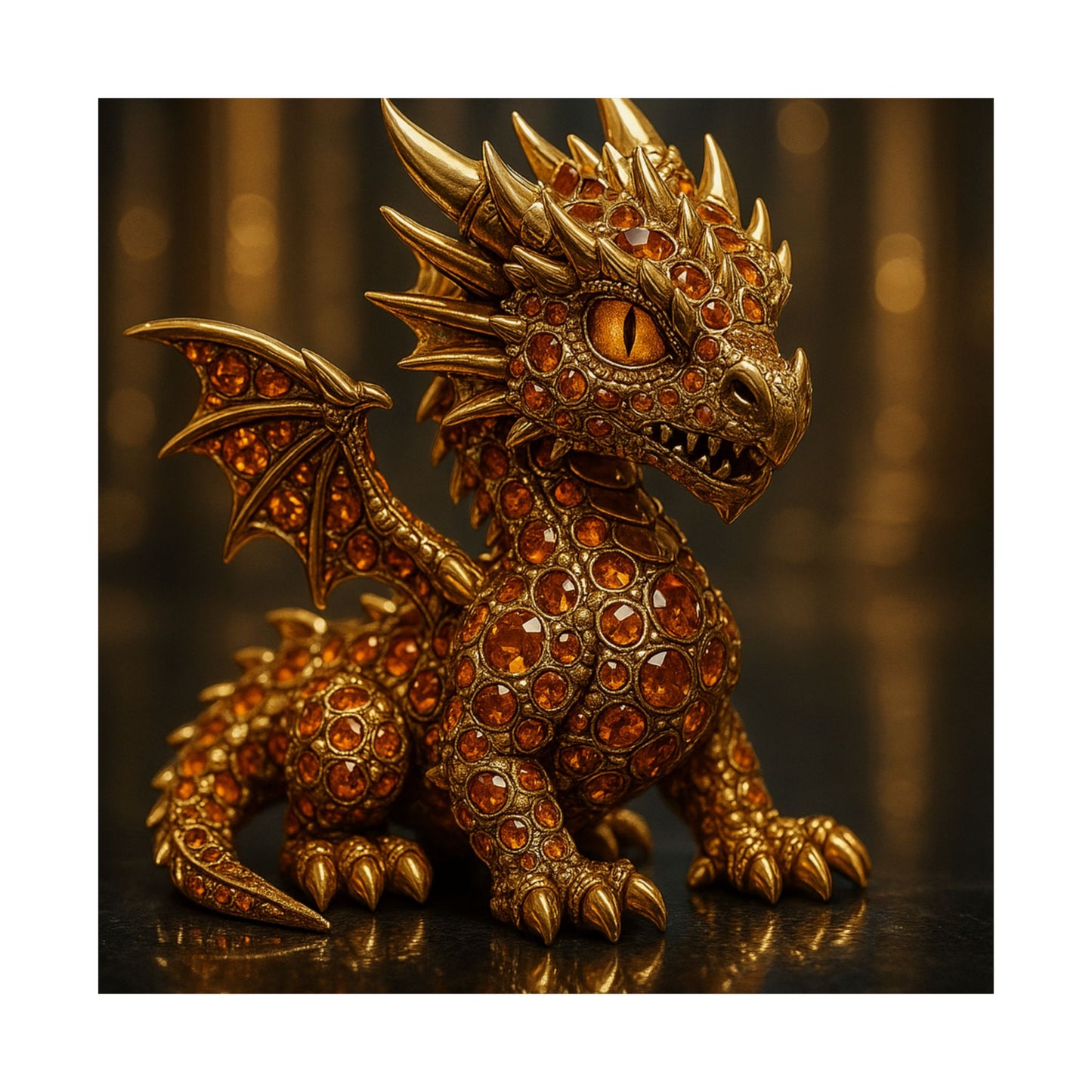 Golden Dragon Art Print, Satin Poster, Dragon Wall Art, Fantasy Decor, Gift for Gamers, Dragon Lover's Decoration