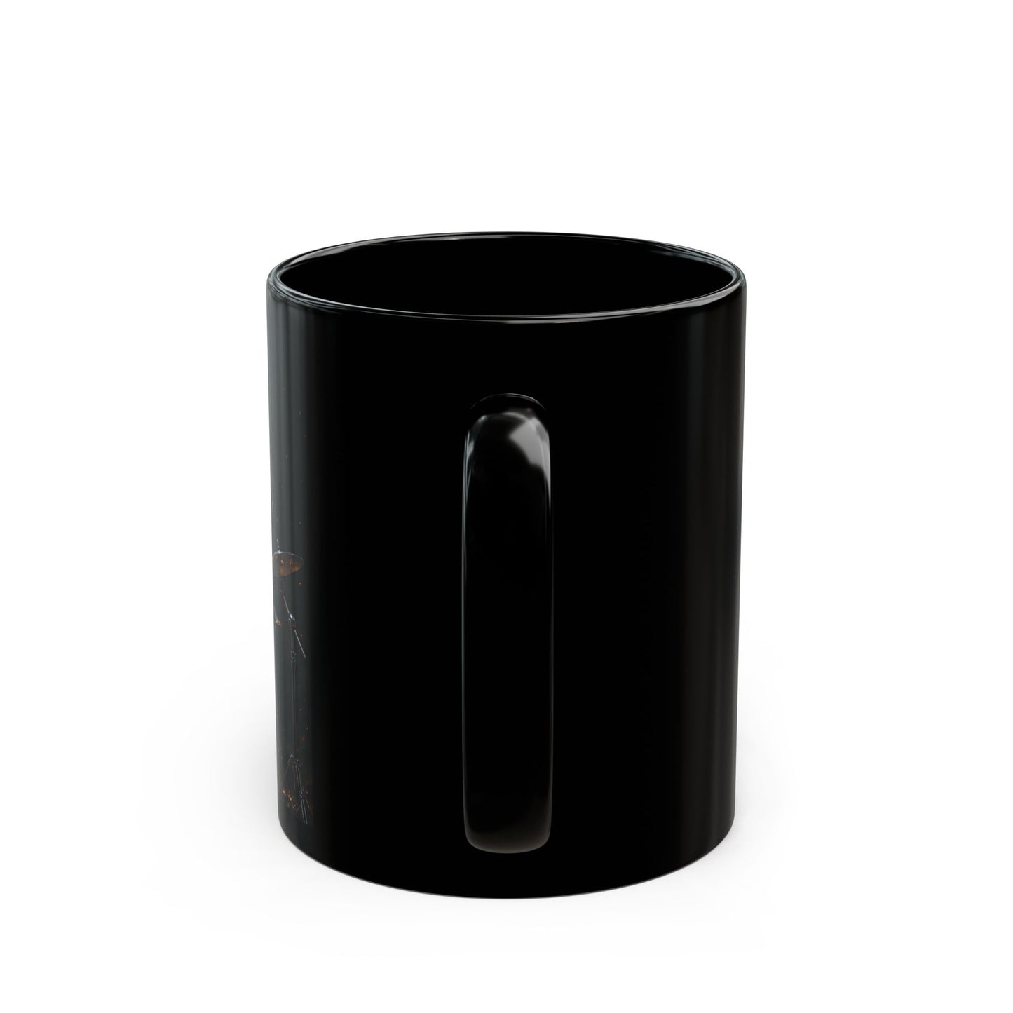 Metallic Drummer Black Mug, Unique Coffee Cup for Musicians, Rock Music Lover Gift, Fantasy Beverages Mug, Cool Drum Set Teacup