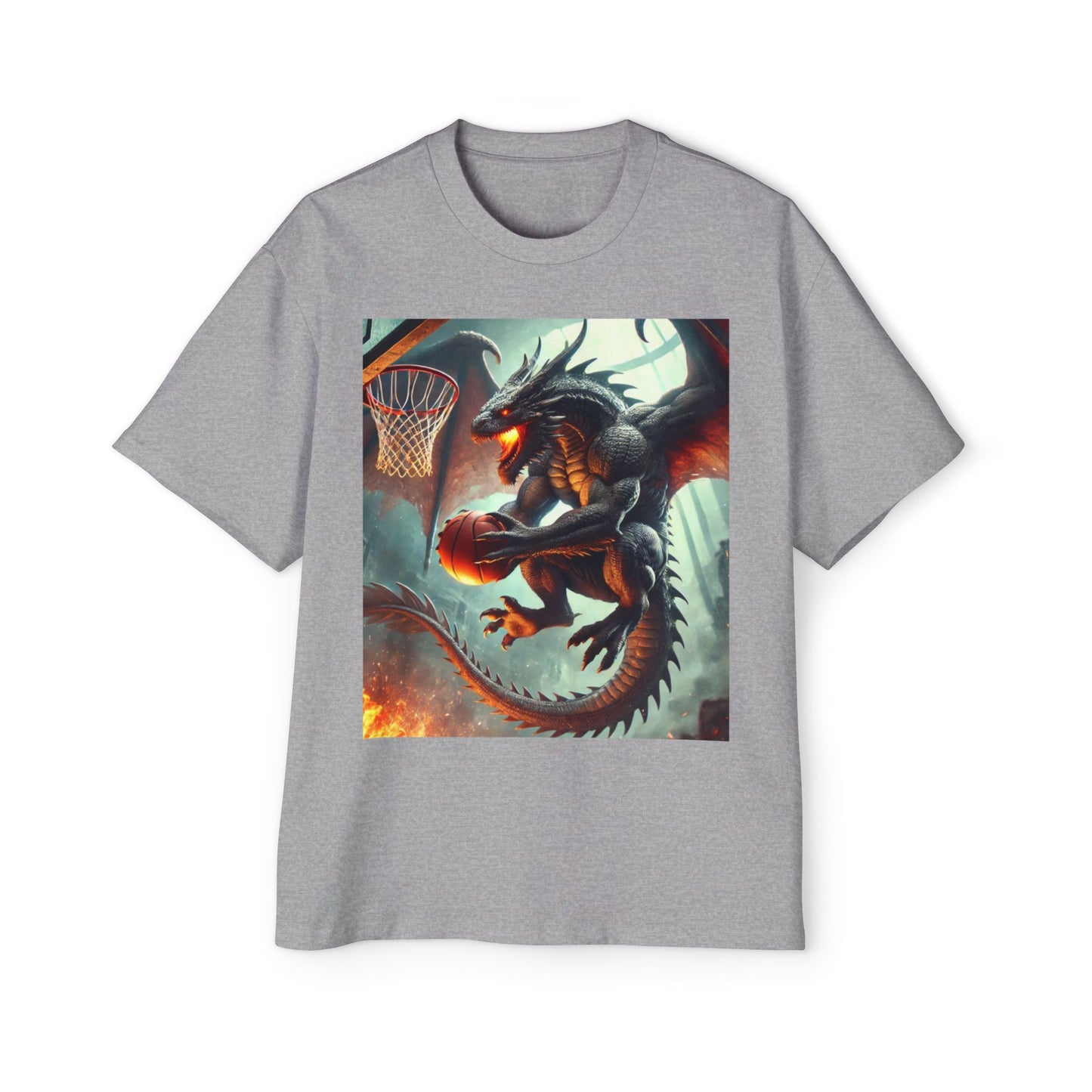 Men's Fantasy Dragon Basketball Tee - Oversized Graphic Shirt, Streetwear Style, Casual Outfit, Gift for Him, Unique Art Tee