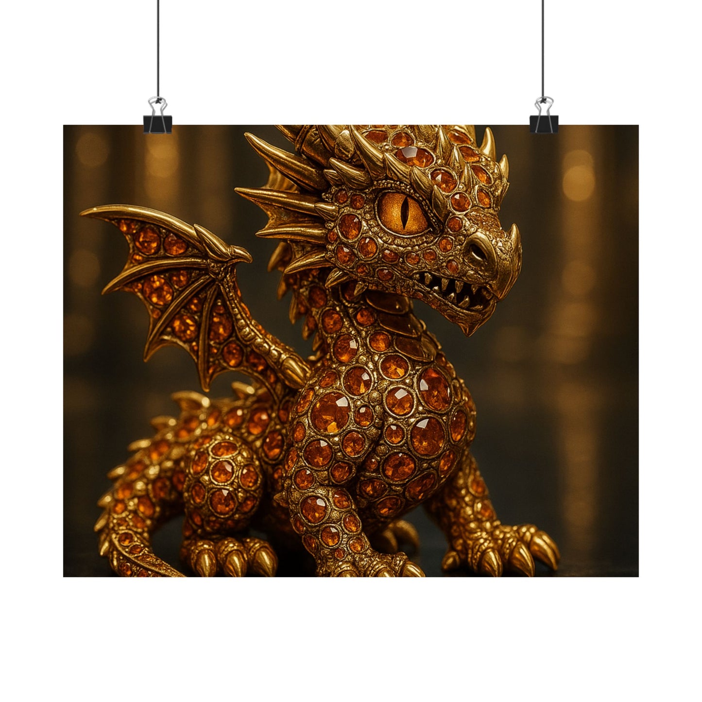 Golden Dragon Art Print, Satin Poster, Dragon Wall Art, Fantasy Decor, Gift for Gamers, Dragon Lover's Decoration