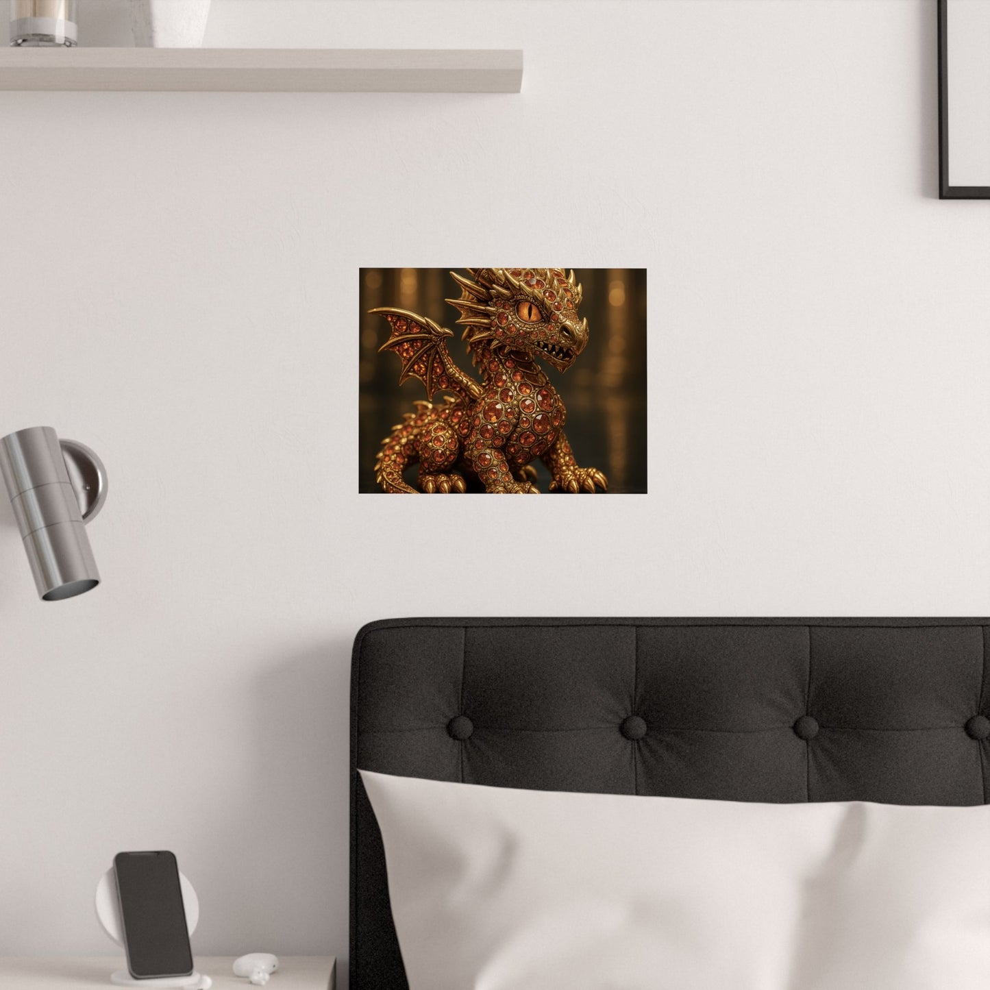 Golden Dragon Art Print, Satin Poster, Dragon Wall Art, Fantasy Decor, Gift for Gamers, Dragon Lover's Decoration
