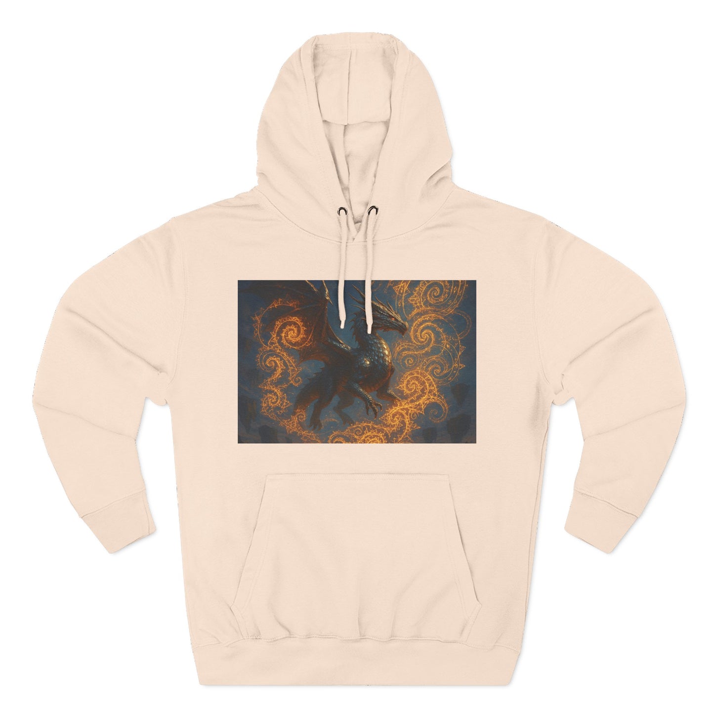 Dragon Swirl Fleece Hoodie - Three-Panel Design for Fantasy Lovers
