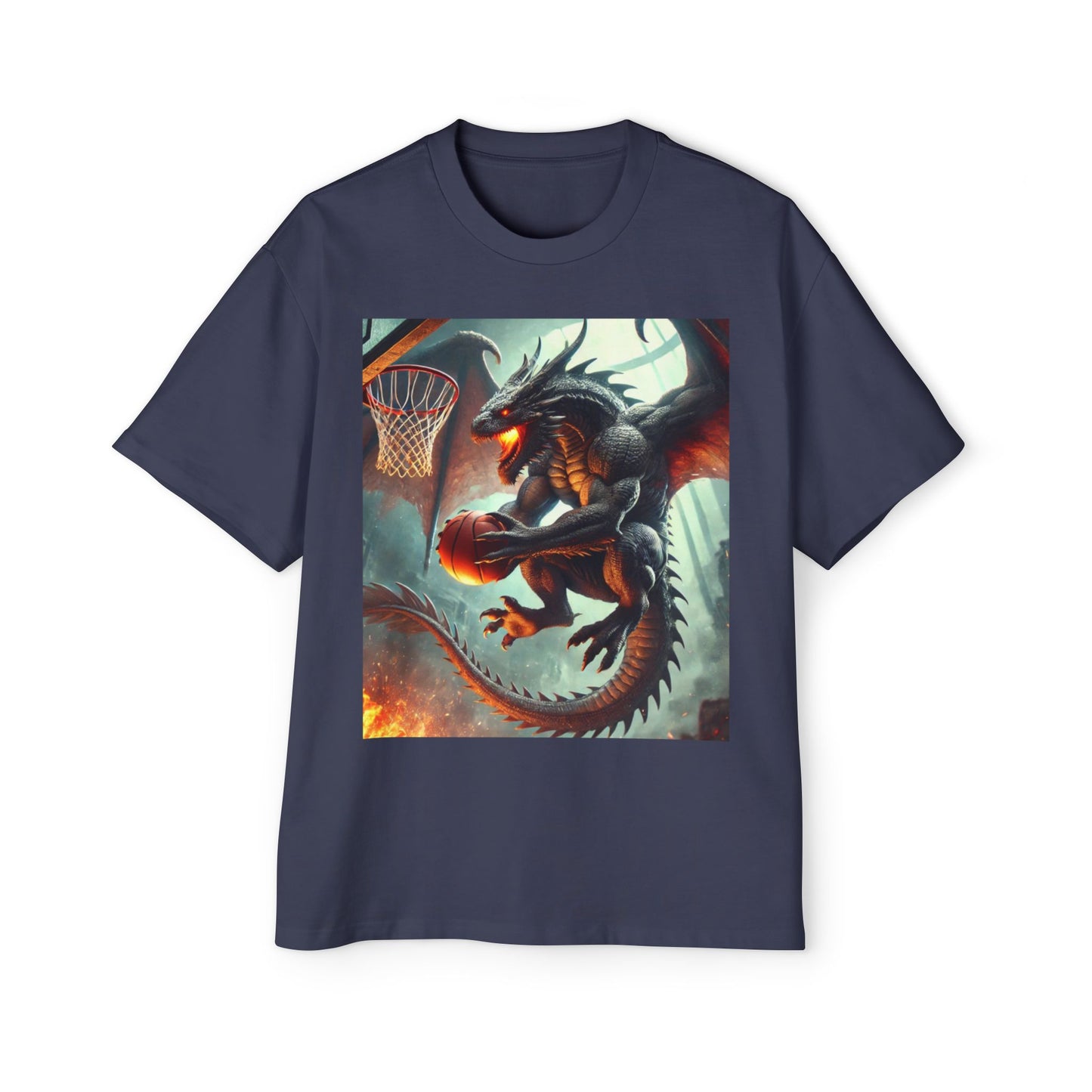 Men's Fantasy Dragon Basketball Tee - Oversized Graphic Shirt, Streetwear Style, Casual Outfit, Gift for Him, Unique Art Tee