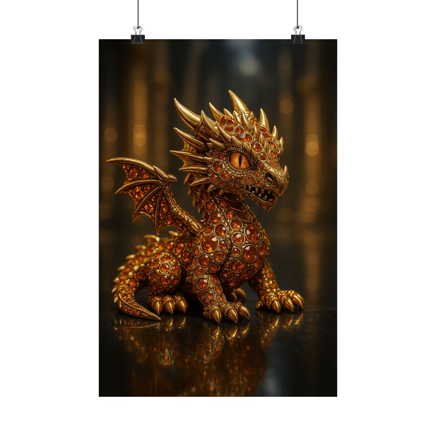 Golden Dragon Art Print, Satin Poster, Dragon Wall Art, Fantasy Decor, Gift for Gamers, Dragon Lover's Decoration