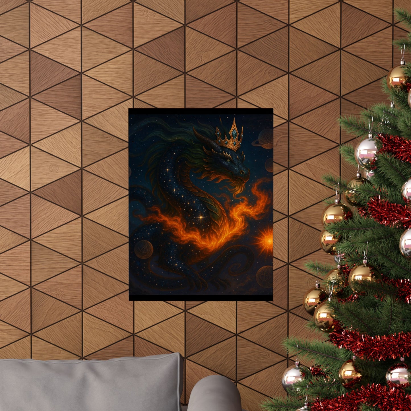 Fantasy Dragon & Genie Matte Vertical Poster - Unique Wall Art for Home Decor