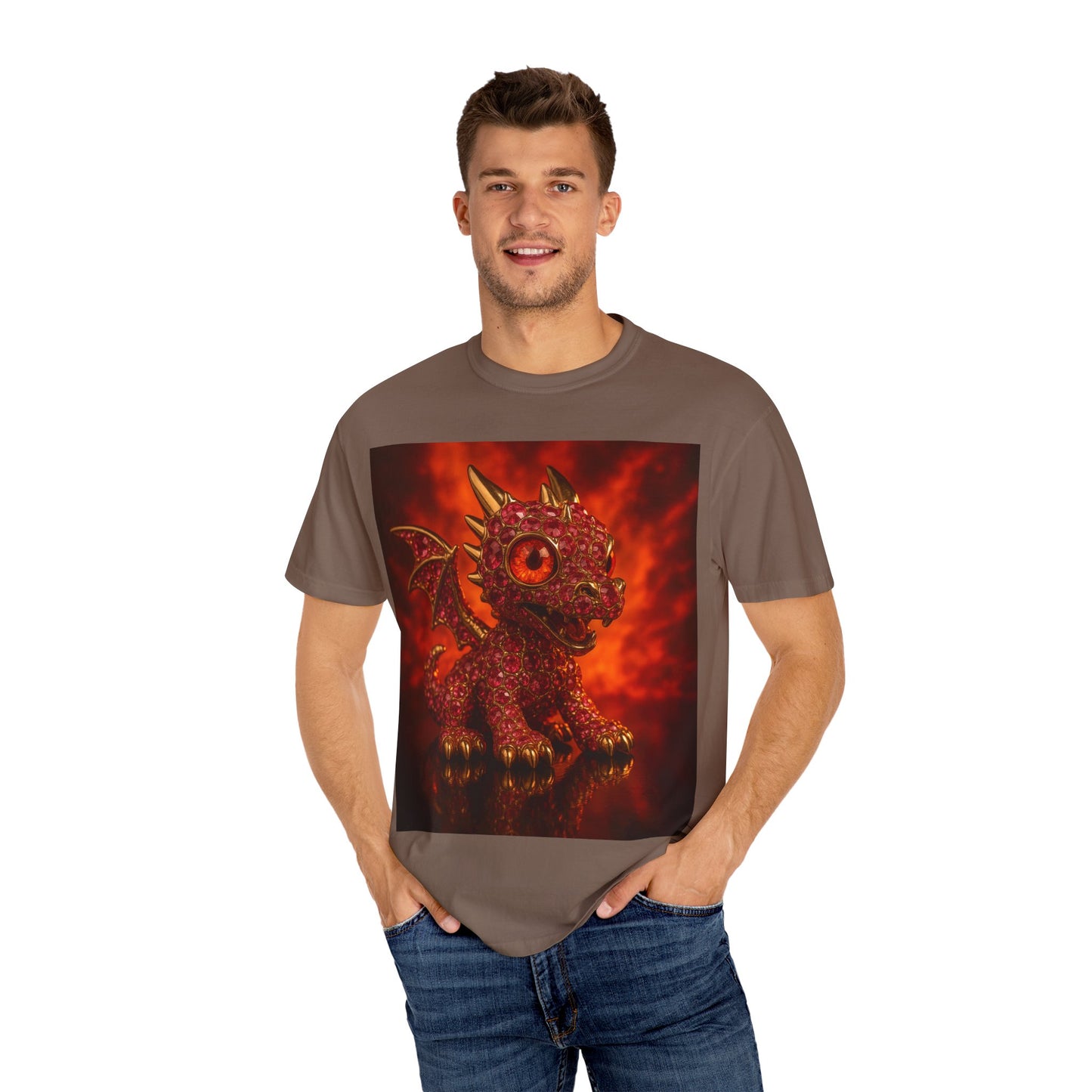 Cute Dragon T-shirt, Unisex Tee, Garment-Dyed Shirt, Gift for Dragon Lovers, Fantasy Apparel, Birthday & Holiday Gift