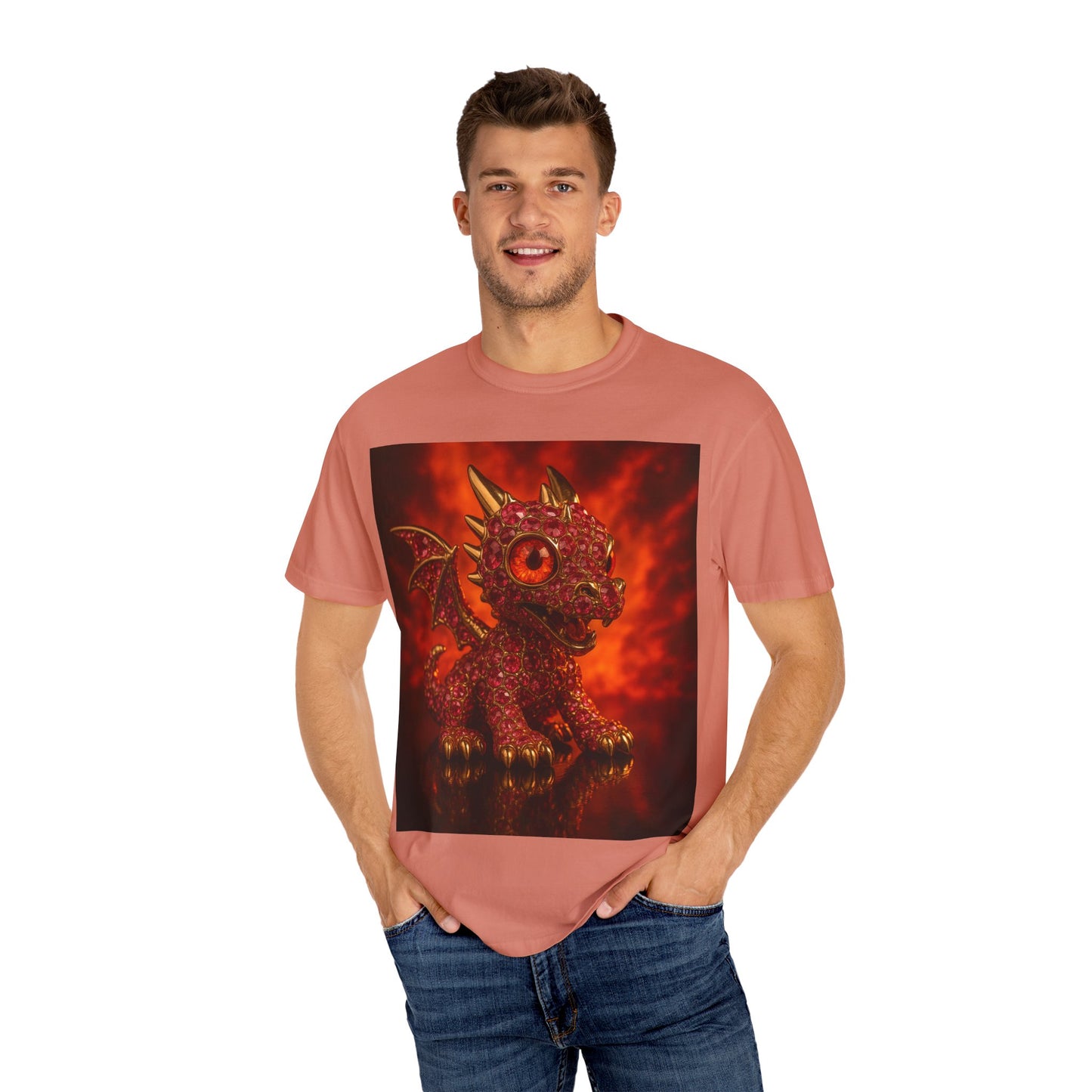 Cute Dragon T-shirt, Unisex Tee, Garment-Dyed Shirt, Gift for Dragon Lovers, Fantasy Apparel, Birthday & Holiday Gift
