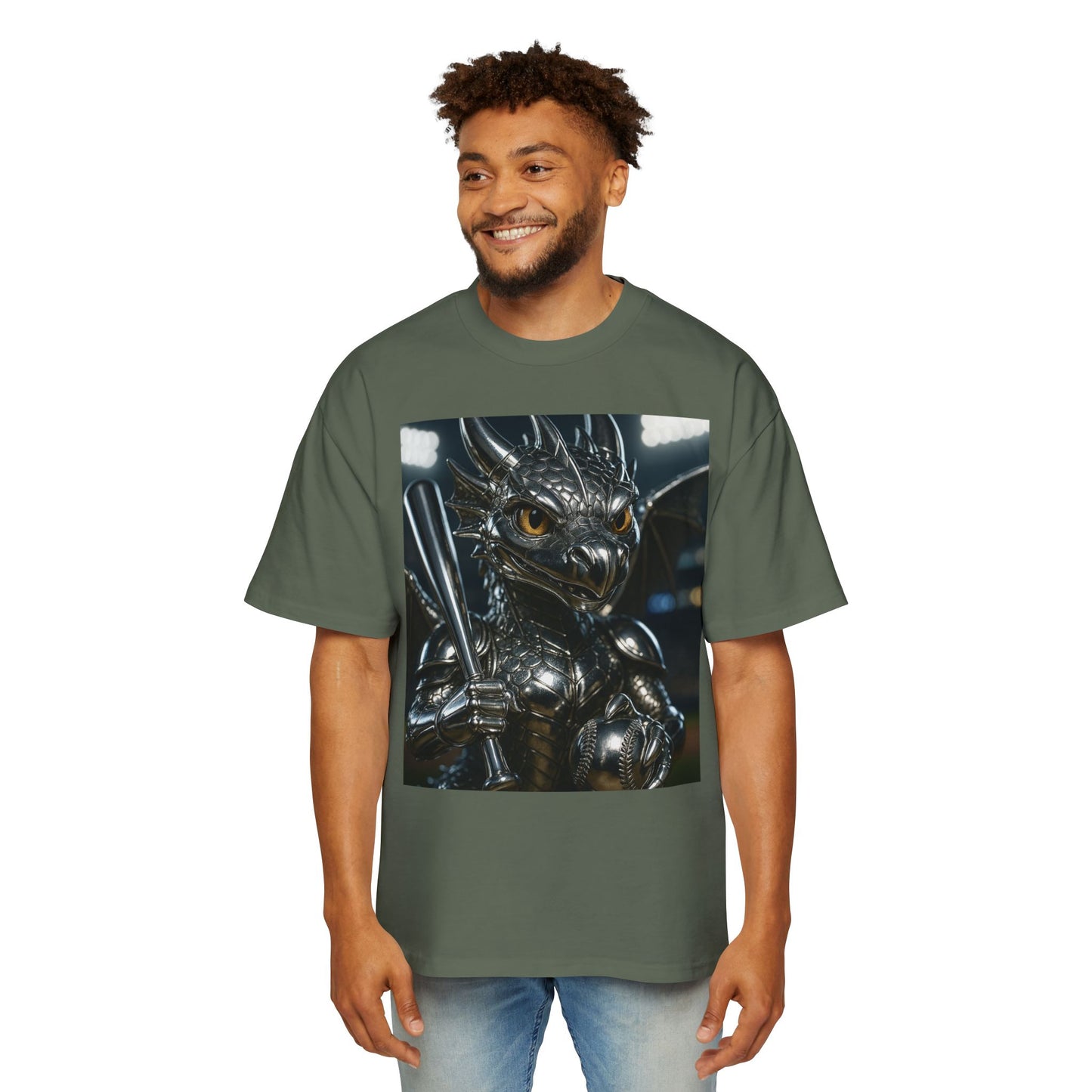 Metallic Dragon Graphic Tee - Oversized Heavy T-Shirt for Gamers, Fantasy Fans, Gifts for Birthdays, Comic Con, Summer Style