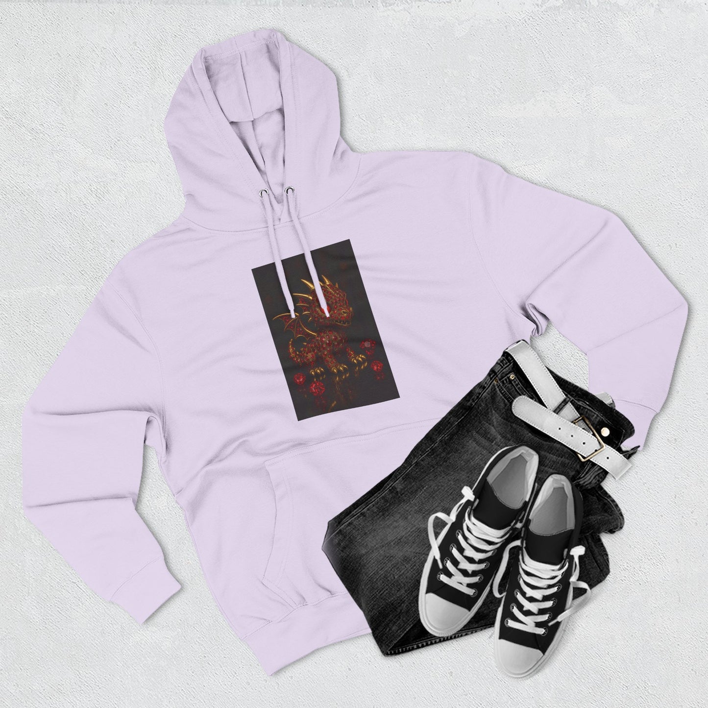Dragon Swirl Fleece Hoodie - Three-Panel Design for Fantasy Lovers