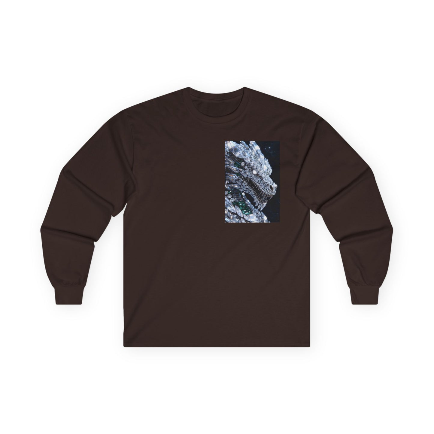 Long Sleeve Tee — Abstract Iridescent Crystal Photo Pocket Print