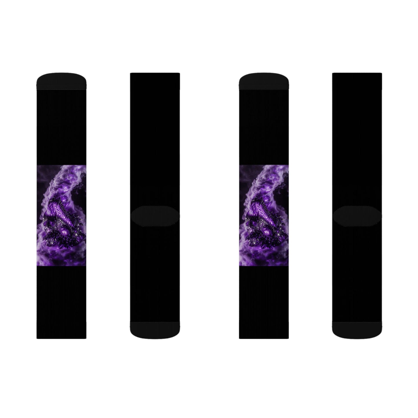 Tie-Dye Purple Circle Sublimation Socks — Vibrant Retro Crew Socks