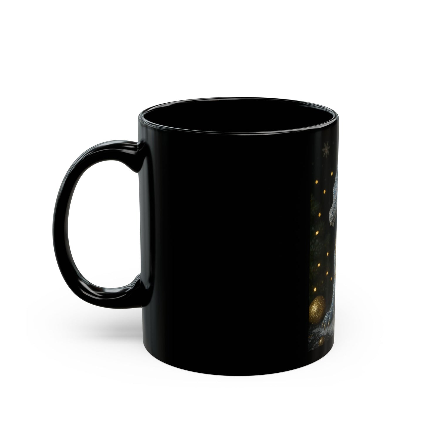 Christmas Mystical Dragon Mug - Enchanted 11oz & 15oz Black Ceramic Coffee Cup
