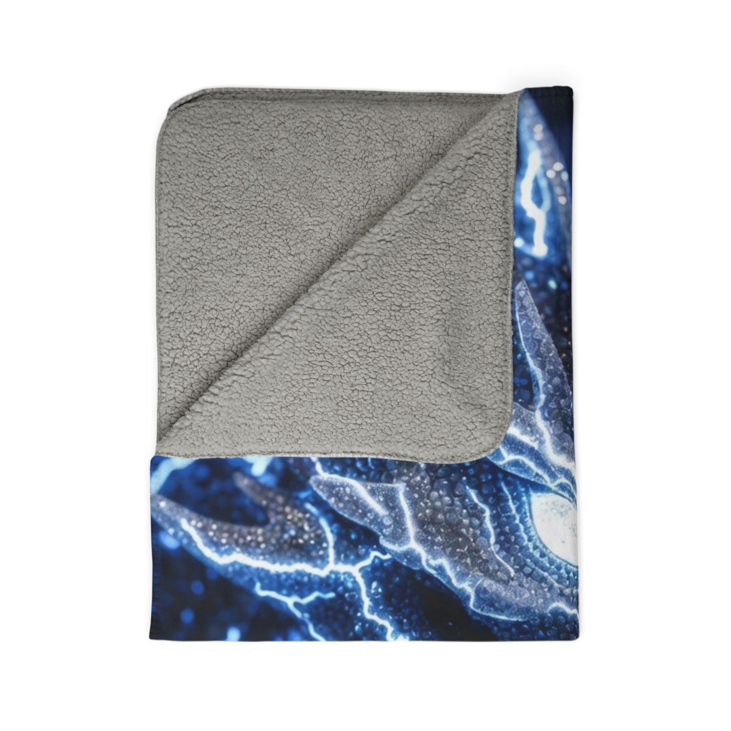 Electric Blue Dragon Sherpa Blanket — Lightning Fantasy Fleece Throw