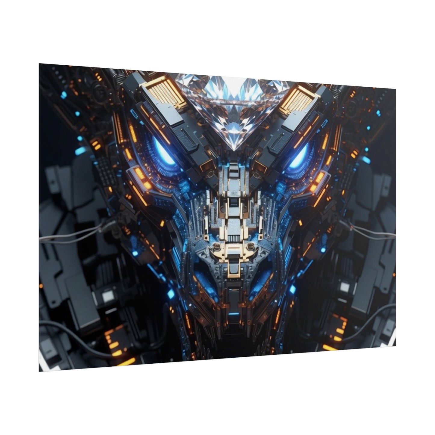 Futuristic Mech Dragon Poster – Cybernetic Robot Art Print