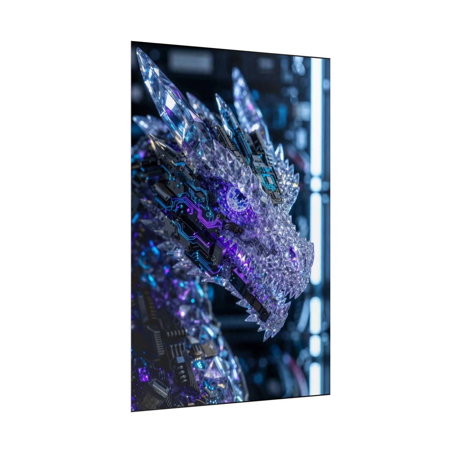 Rolled Poster — Cyber Crystal Dragon Art Print