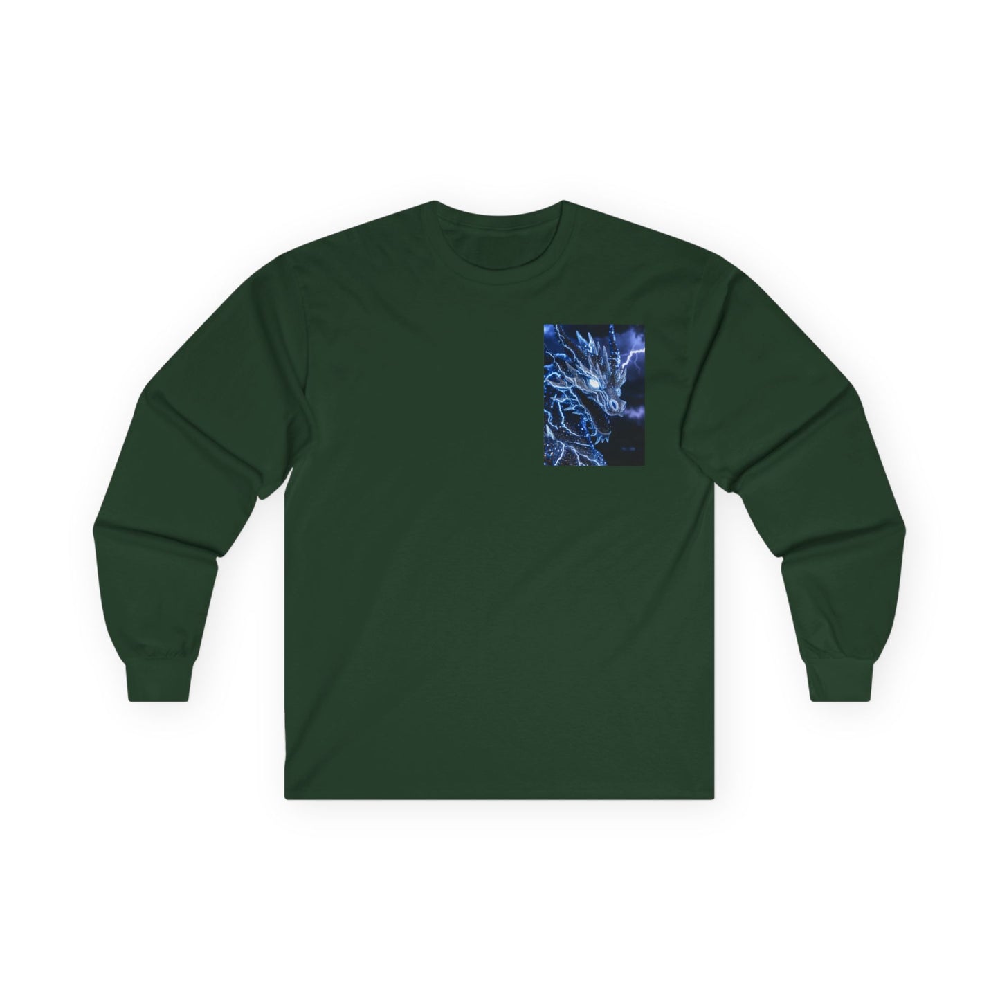 Long Sleeve Tee — Blue Dragon Chest Print