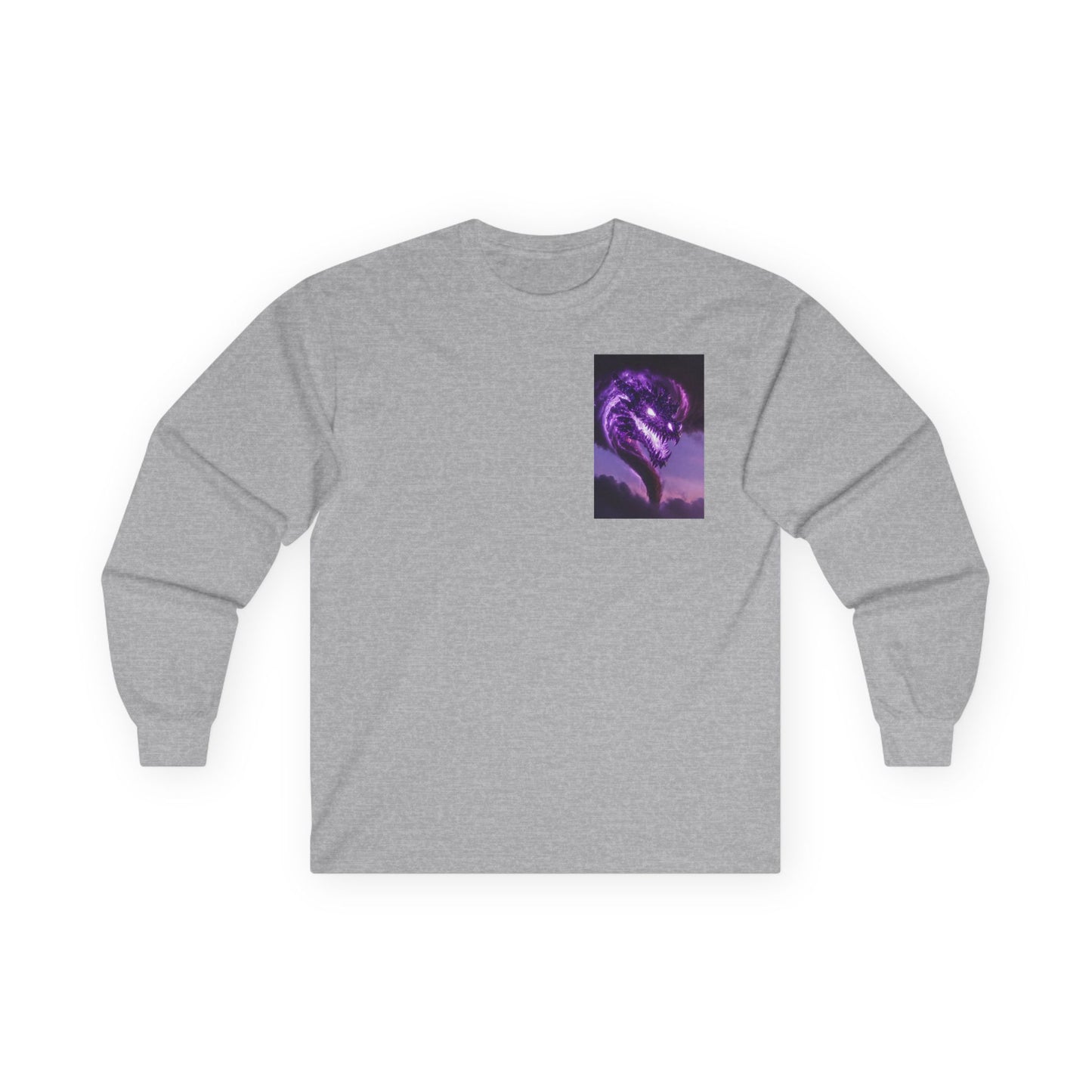 Purple Dragon Chest Graphic Long Sleeve Tee