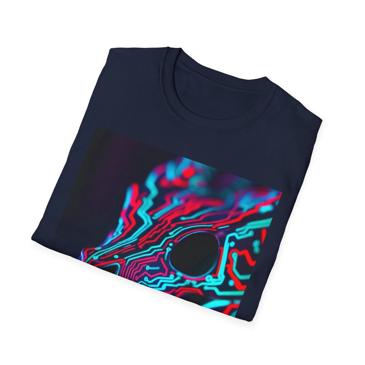 Neon Cyber Skull T-Shirt — Vaporwave Glitch Art Tee