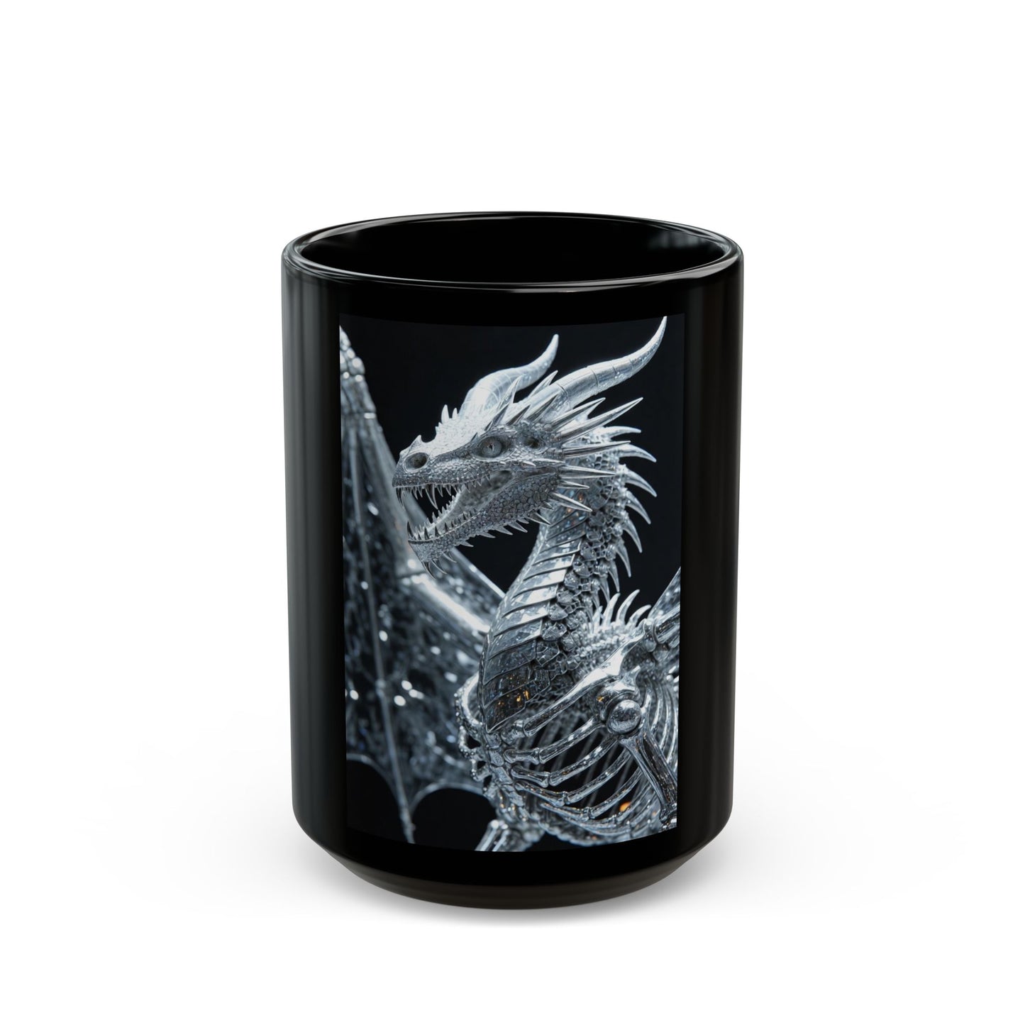 Dragon Skeleton Black Mug - 11oz & 15oz | Perfect for Fantasy Lovers