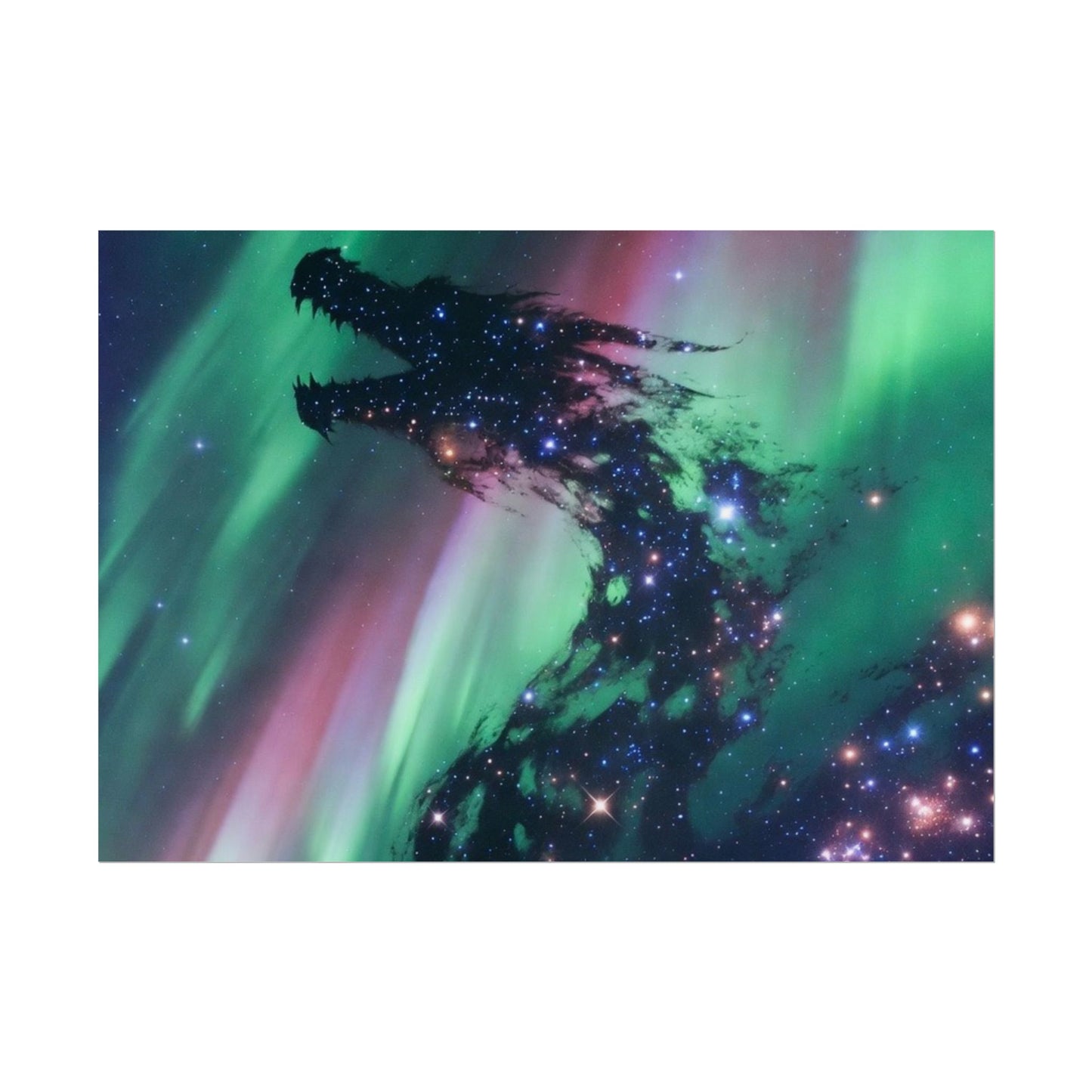 Aurora Dragon Poster — Cosmic Northern Lights Wall Art (Rolled Poster)