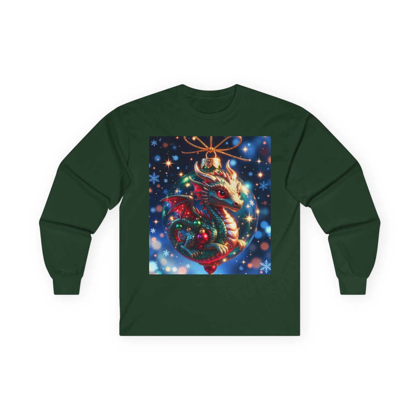 Christmas Dragon Heart Long Sleeve Tee — Festive Fantasy Christmas Dragon Design