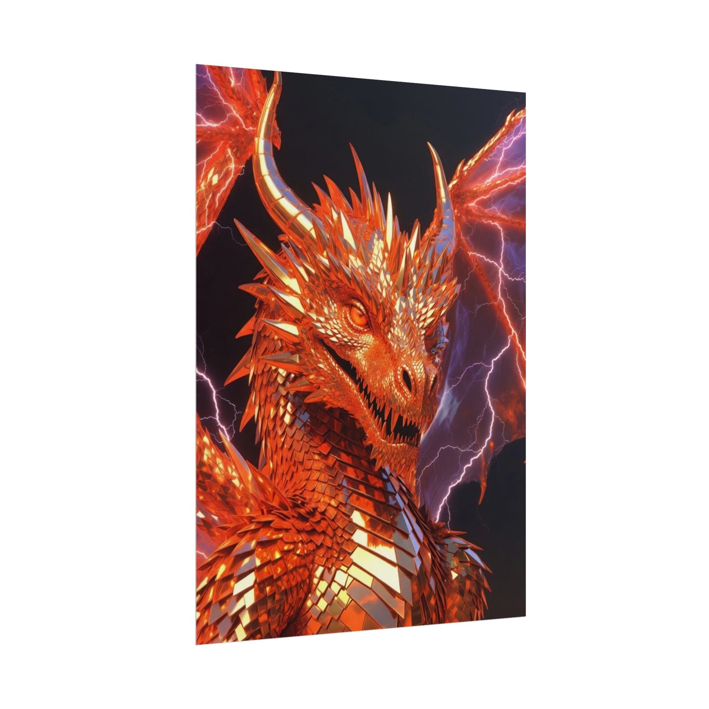 Orange Lightning Dragon Poster — Fantasy Wall Art for Gamers & Fans