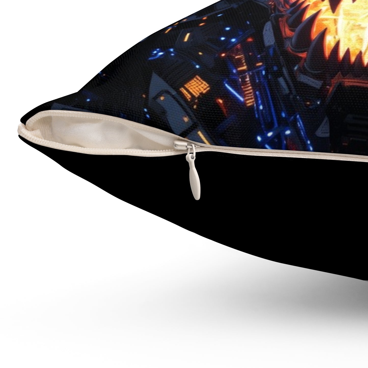 Cyber Dragon Throw Pillow — Glowing Blue Eyes, Lightning Tech Monster Decorative Cushion