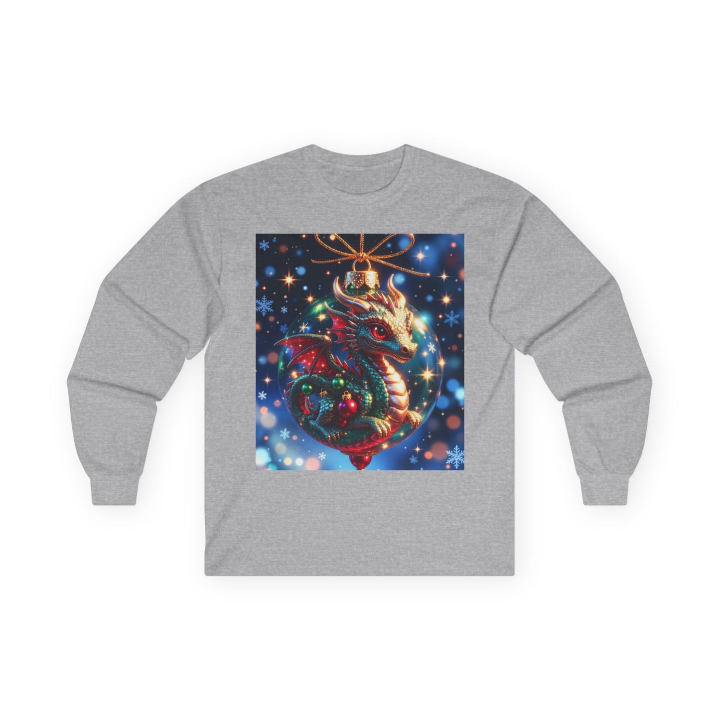 Christmas Dragon Heart Long Sleeve Tee — Festive Fantasy Christmas Dragon Design