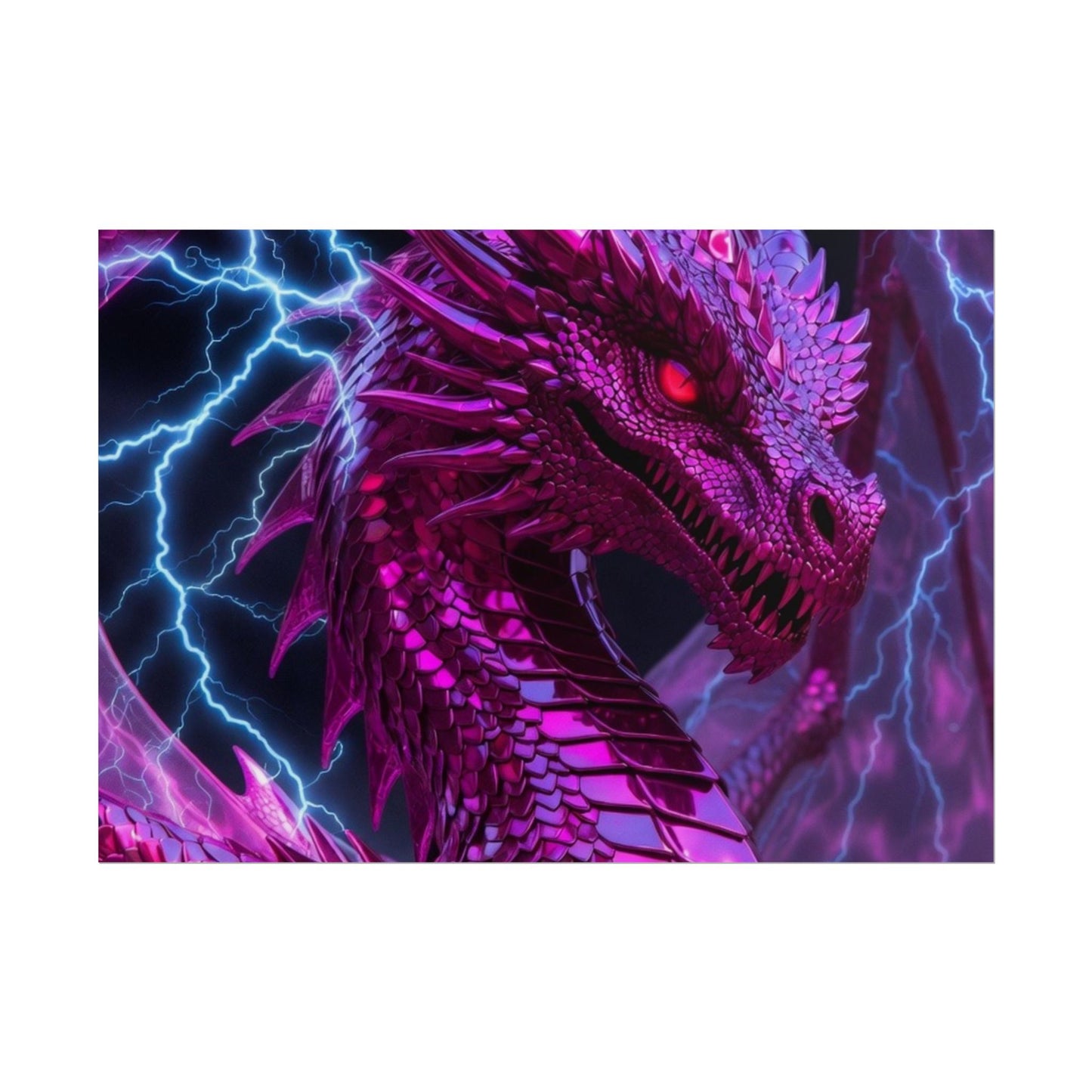 Pink Electric Dragon Poster — Fantasy Wall Art Rolled Poster