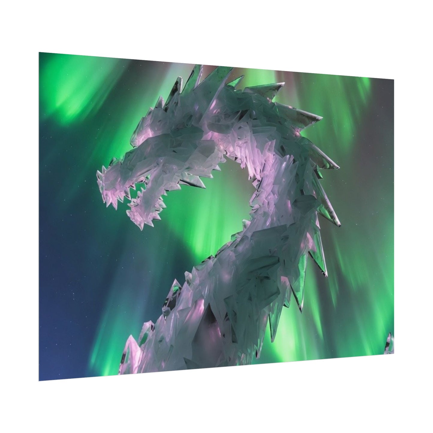 Aurora Ice Dragon Poster — Fantasy Wall Art Rolled Poster