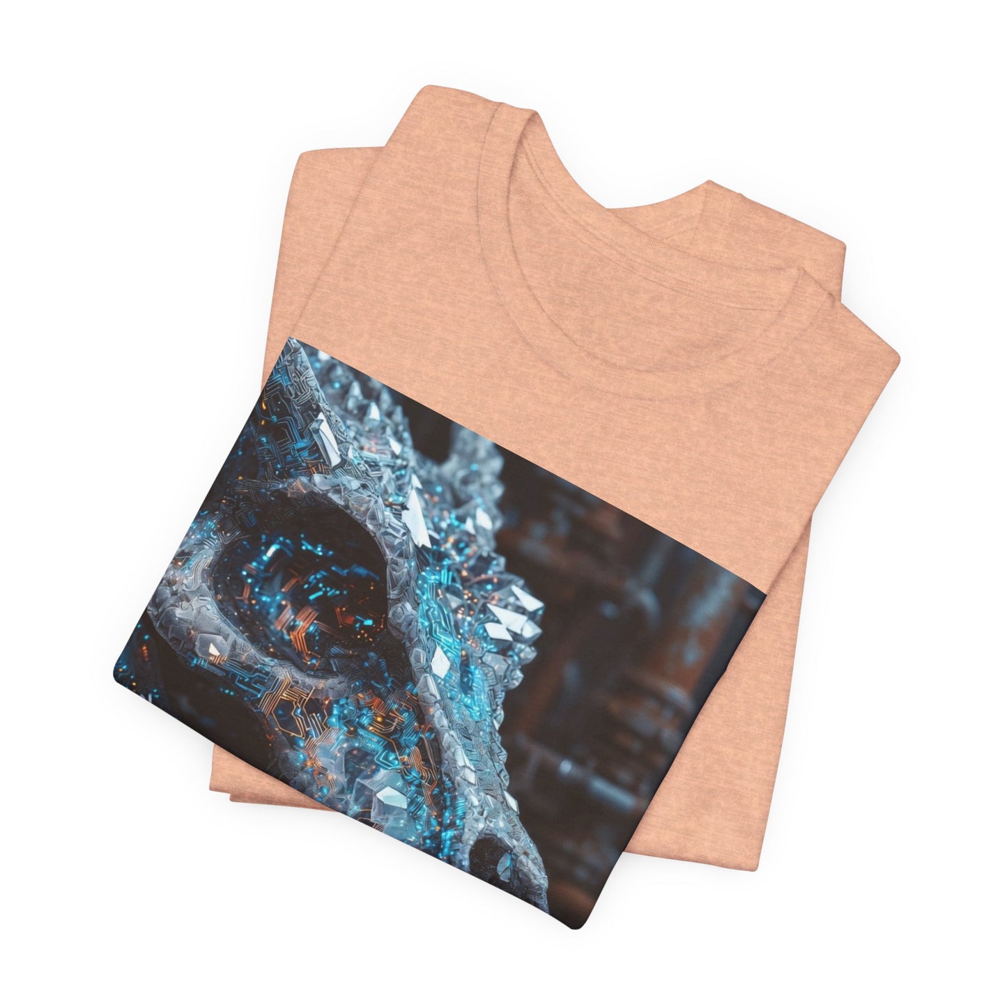 Dragon Skull Graphic Tee — Iridescent Fossil Art T-Shirt