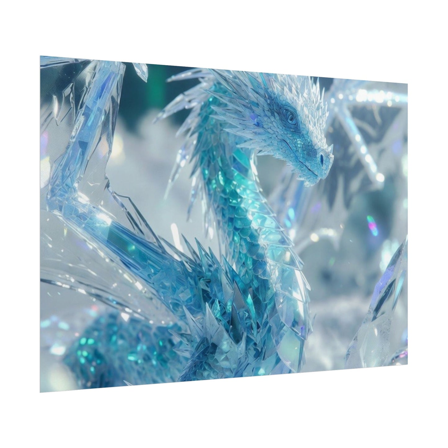 Ice Crystal Dragon Poster — Fantasy Aurora Wall Art (Rolled Poster)
