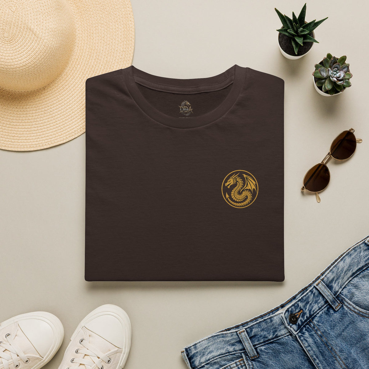 A # 1 Selling Divine Dragon Armor Pocket T-Shirt — Vintage Gold Emblem Tee
