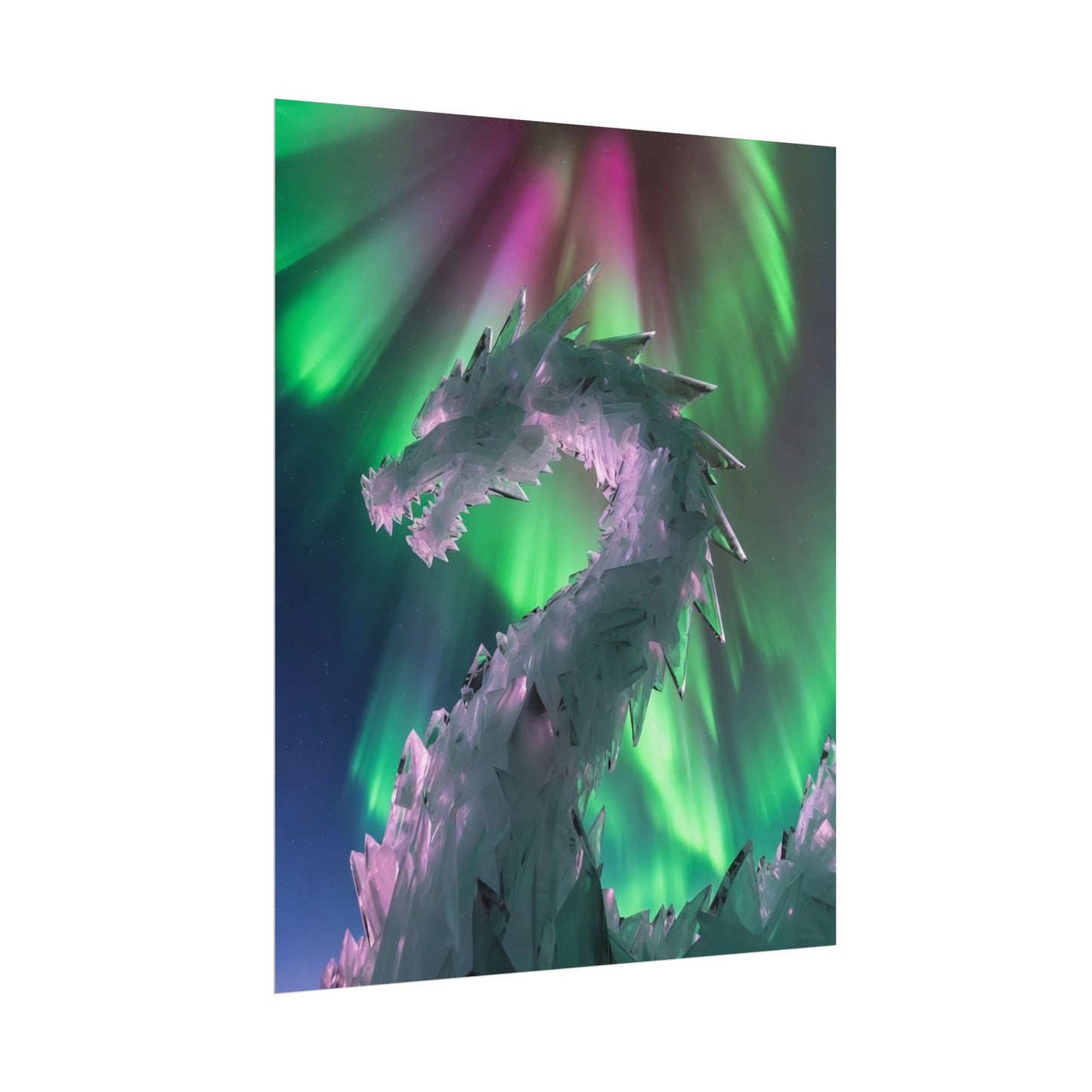 Aurora Ice Dragon Poster — Fantasy Wall Art Rolled Poster