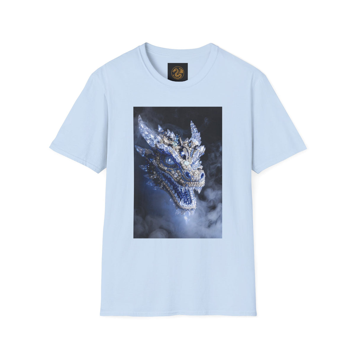 A Crystal Dragon Portrait T-Shirt — Mystical Blue Dragon Art Tee