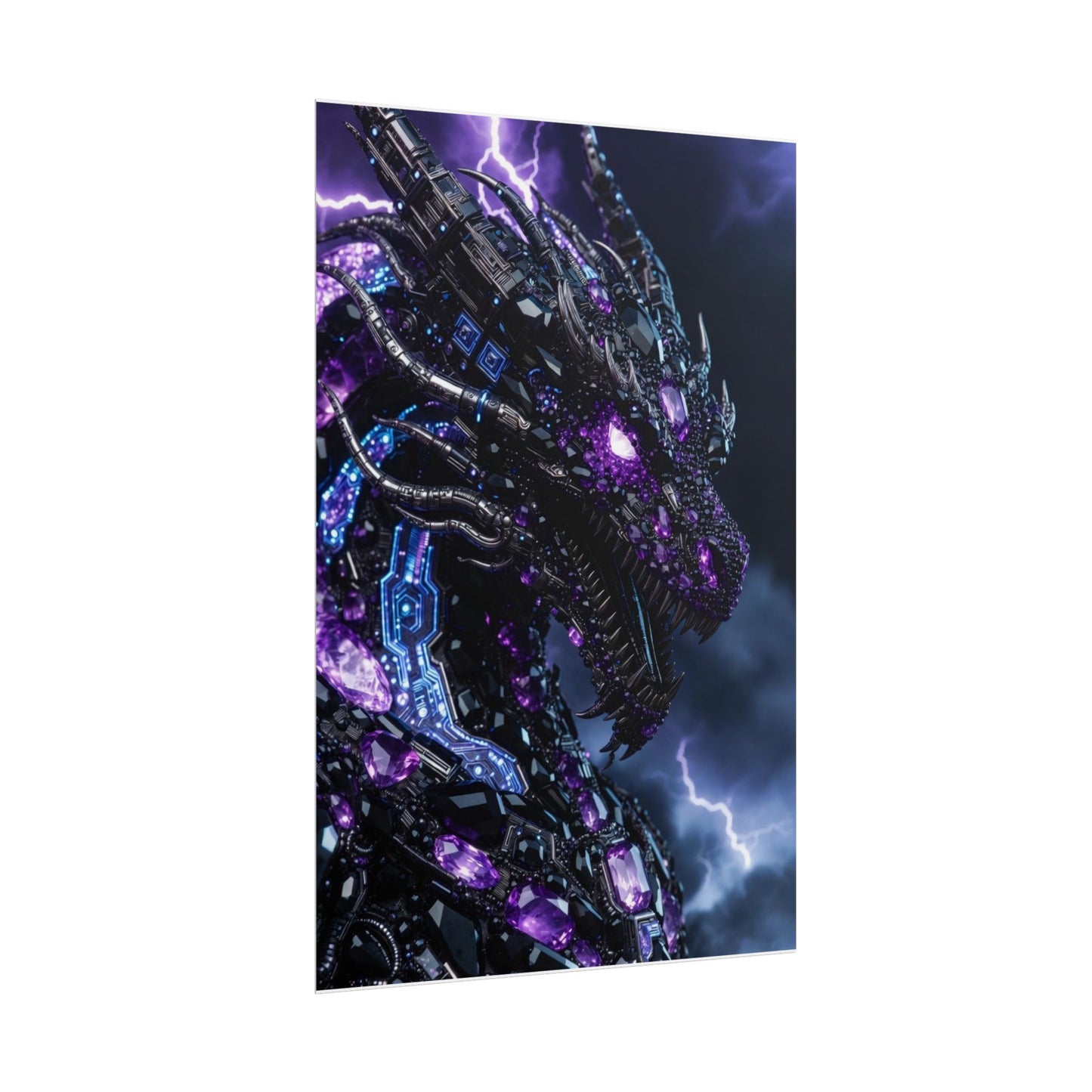 Rolled Poster — Cyberpunk Dragon Storm Art Print