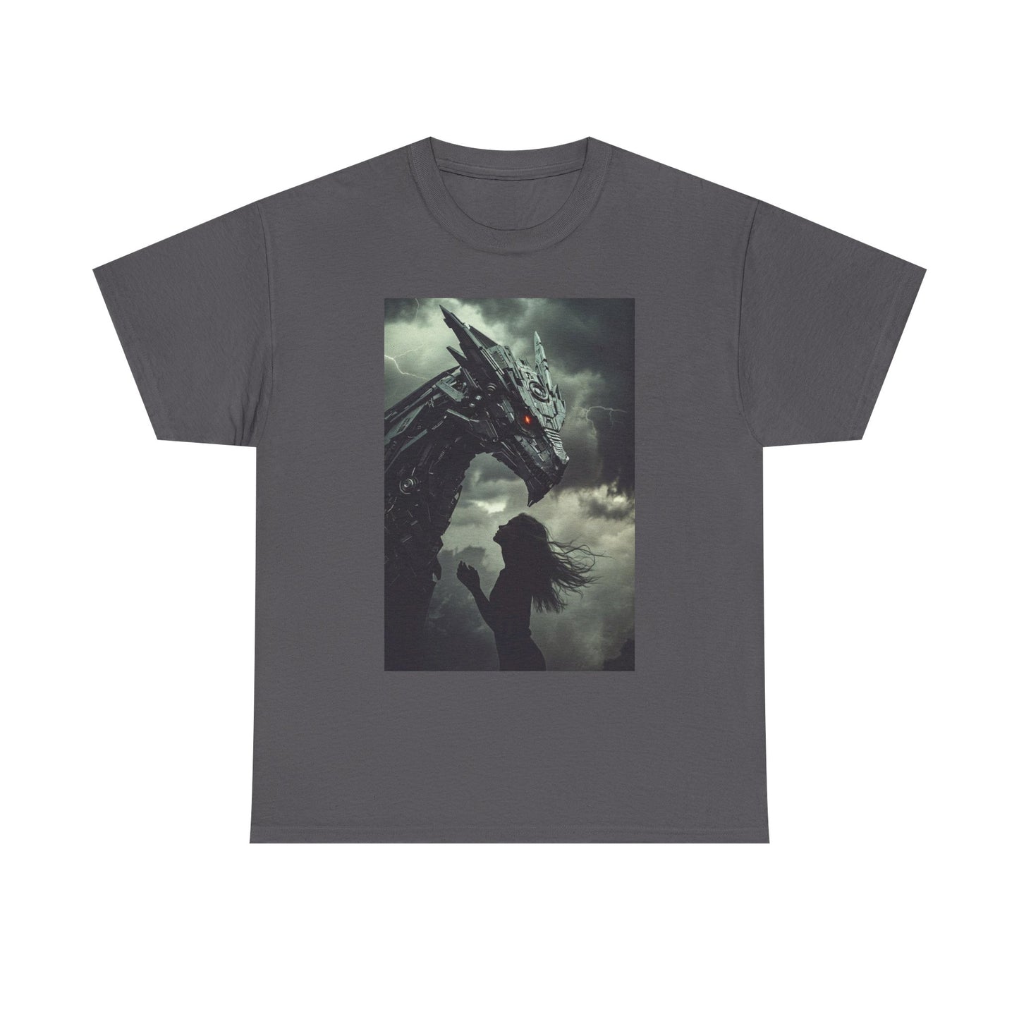 Dragon & Girl Fantasy T-Shirt — Dark Mythical Art Tee
