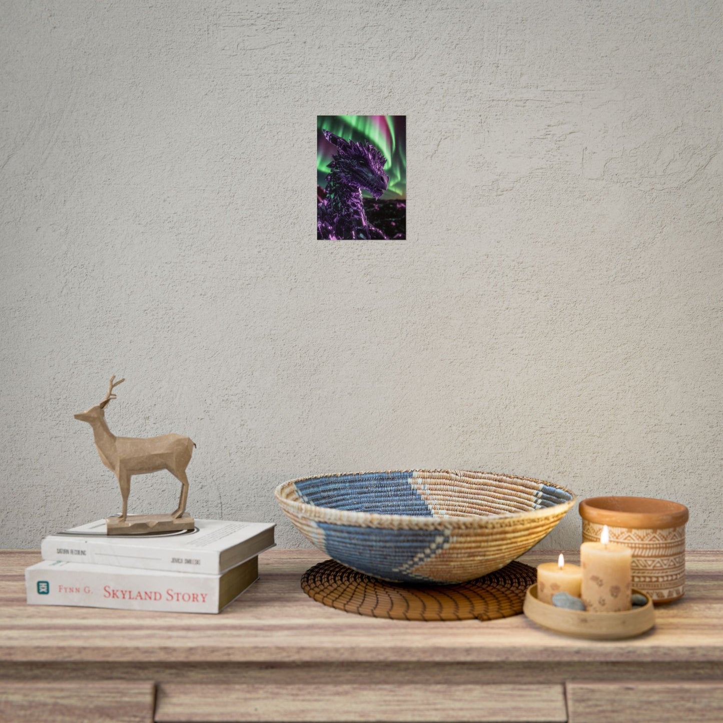 Aurora Dragon Rolled Poster — Purple Crystal Dragon Wall Art