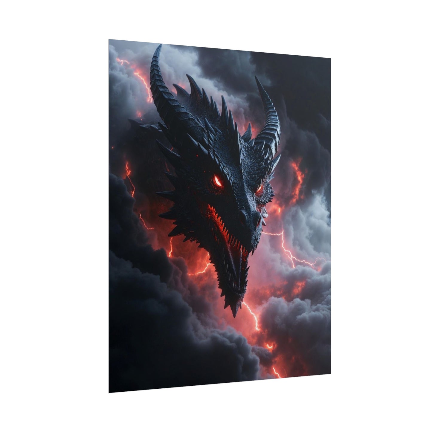 Dragon Storm Rolled Poster — Dark Fantasy Dragon Wall Art