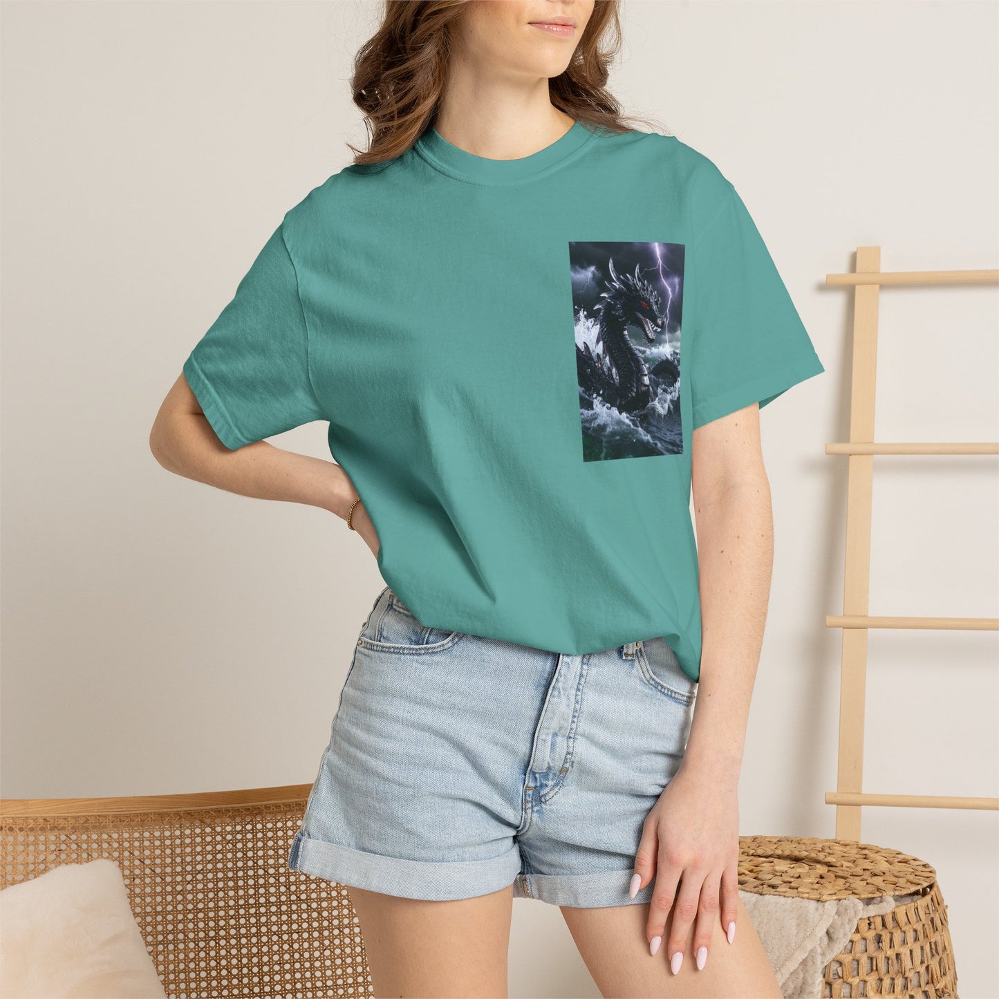 A Dragon Storm Graphic T-Shirt — Dark Fantasy Chest Print