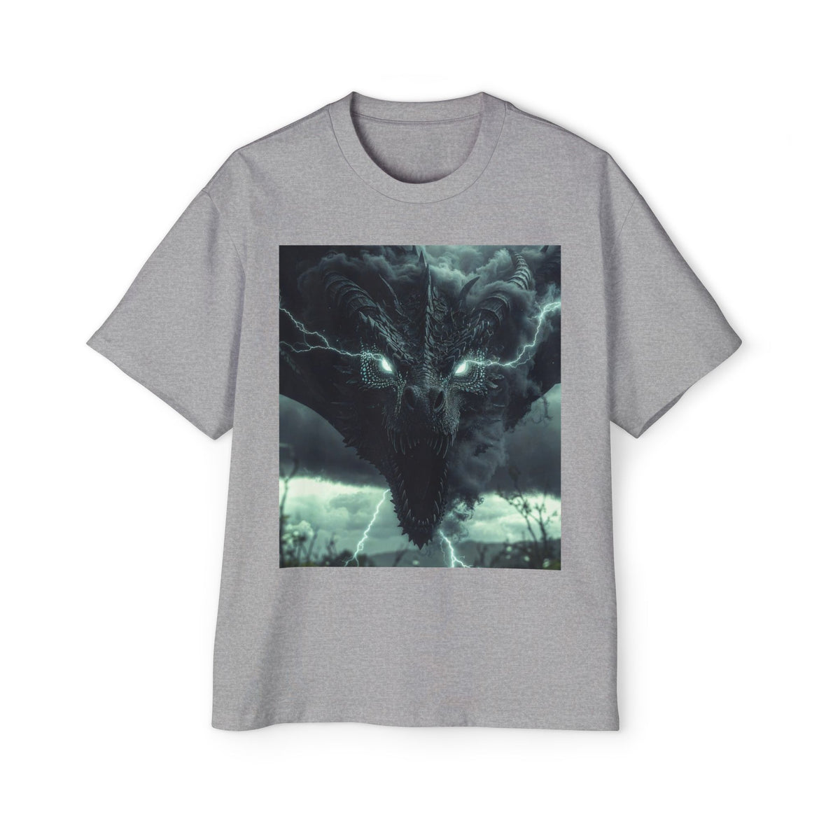 A Storm Dragon Graphic Tee — Dark Fantasy Oversized Men's T-Shirt