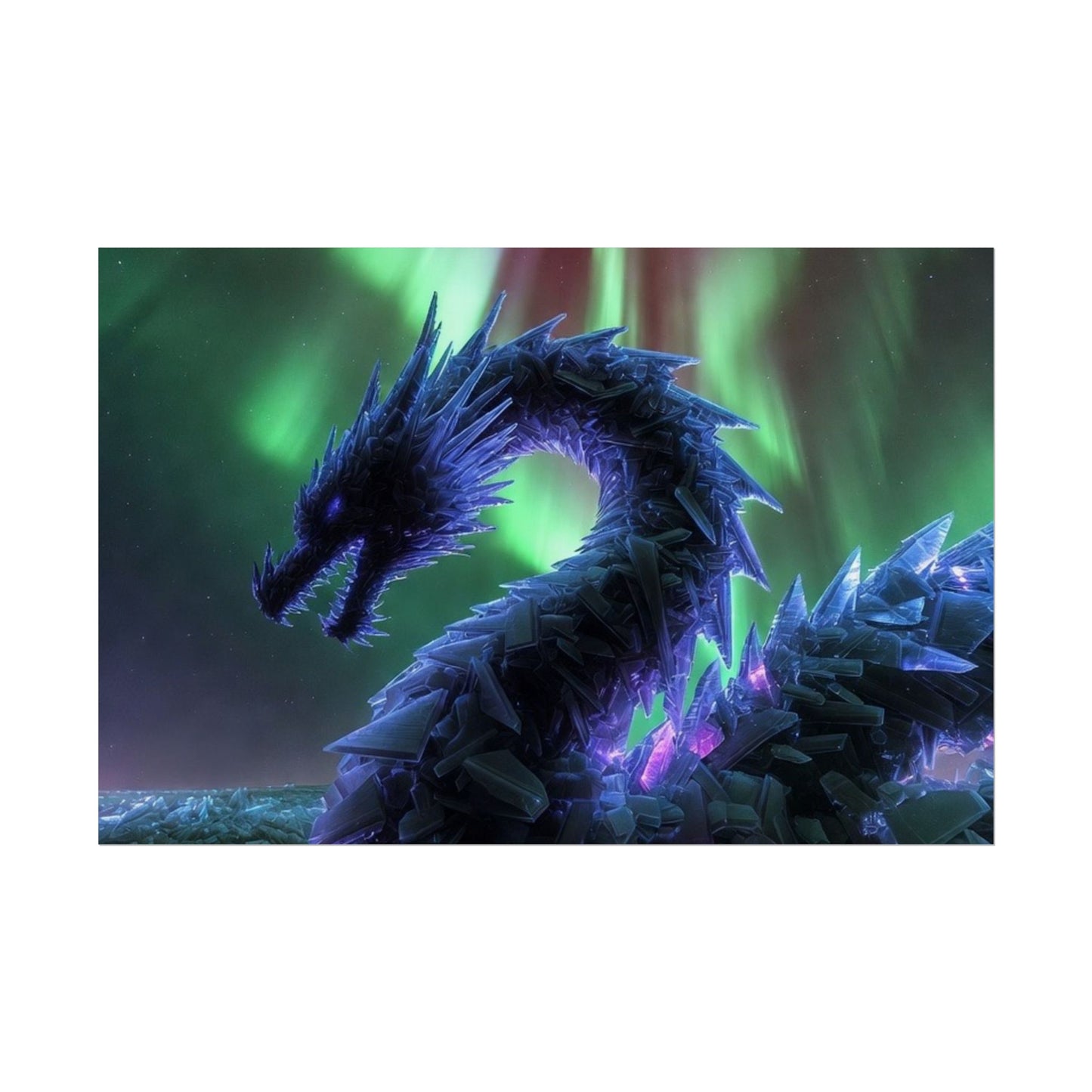 Aurora Crystal Dragon Poster — Fantasy Wall Art Print