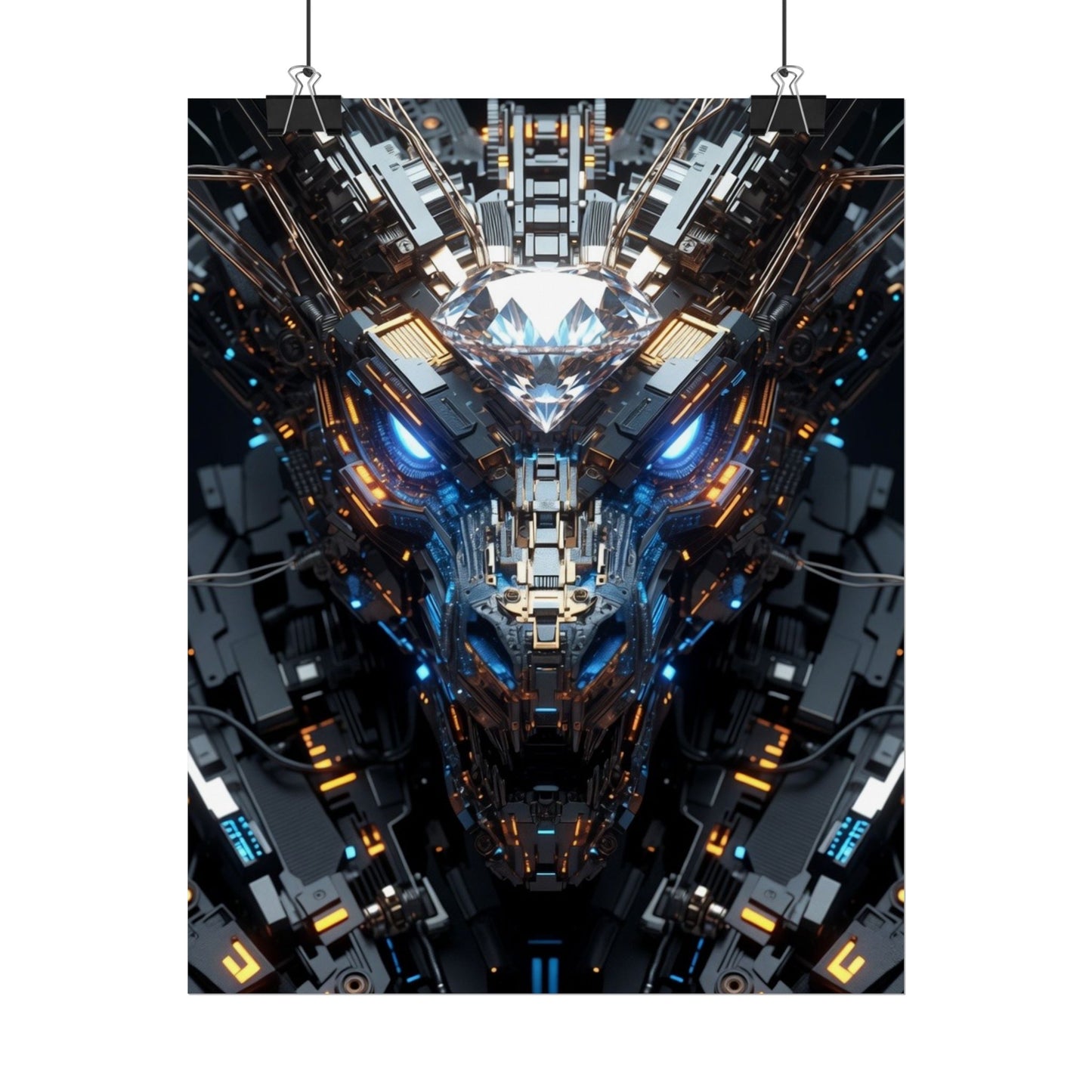 Futuristic Mech Dragon Poster – Cybernetic Robot Art Print
