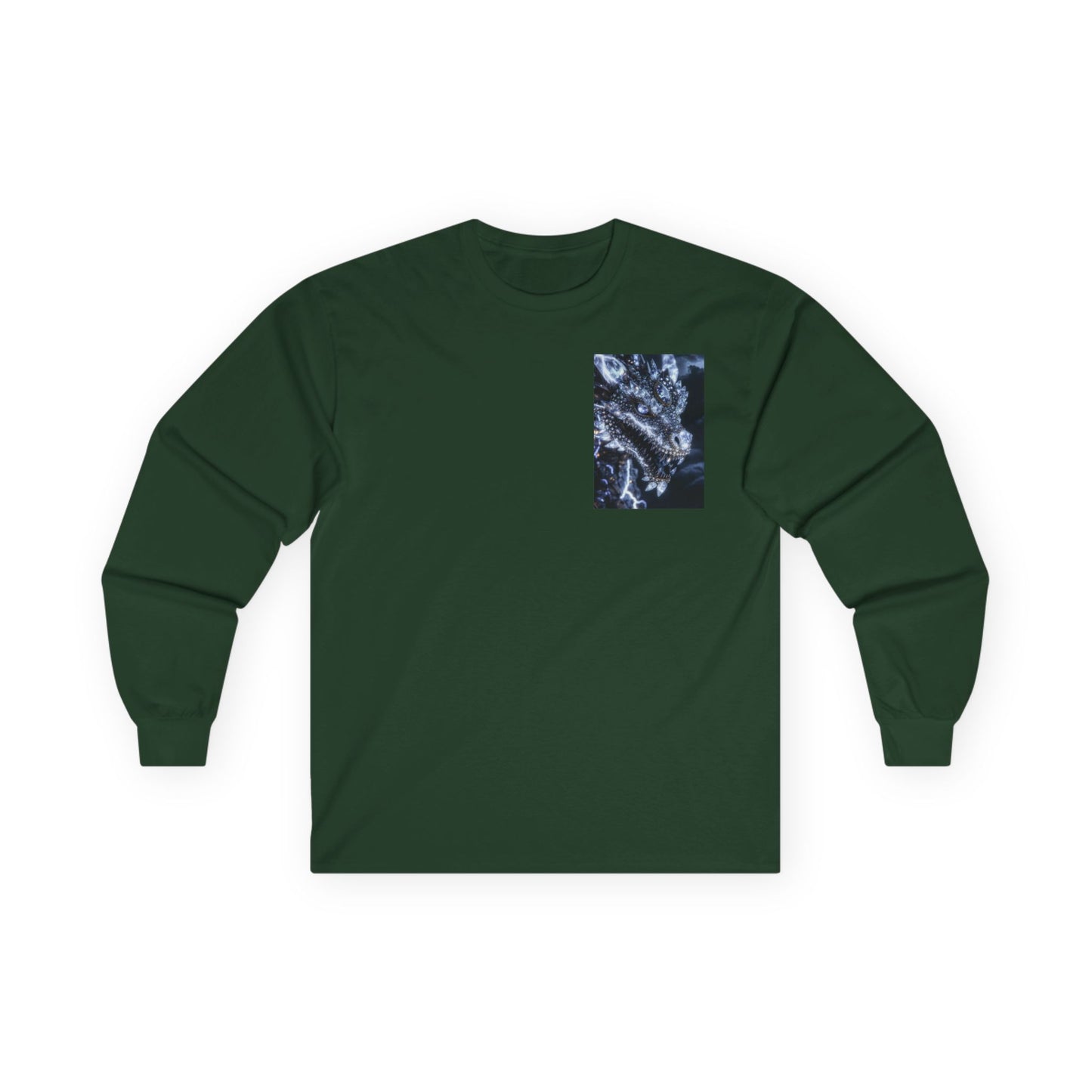 Long Sleeve Tee — Abstract Blue Marble Pocket Art