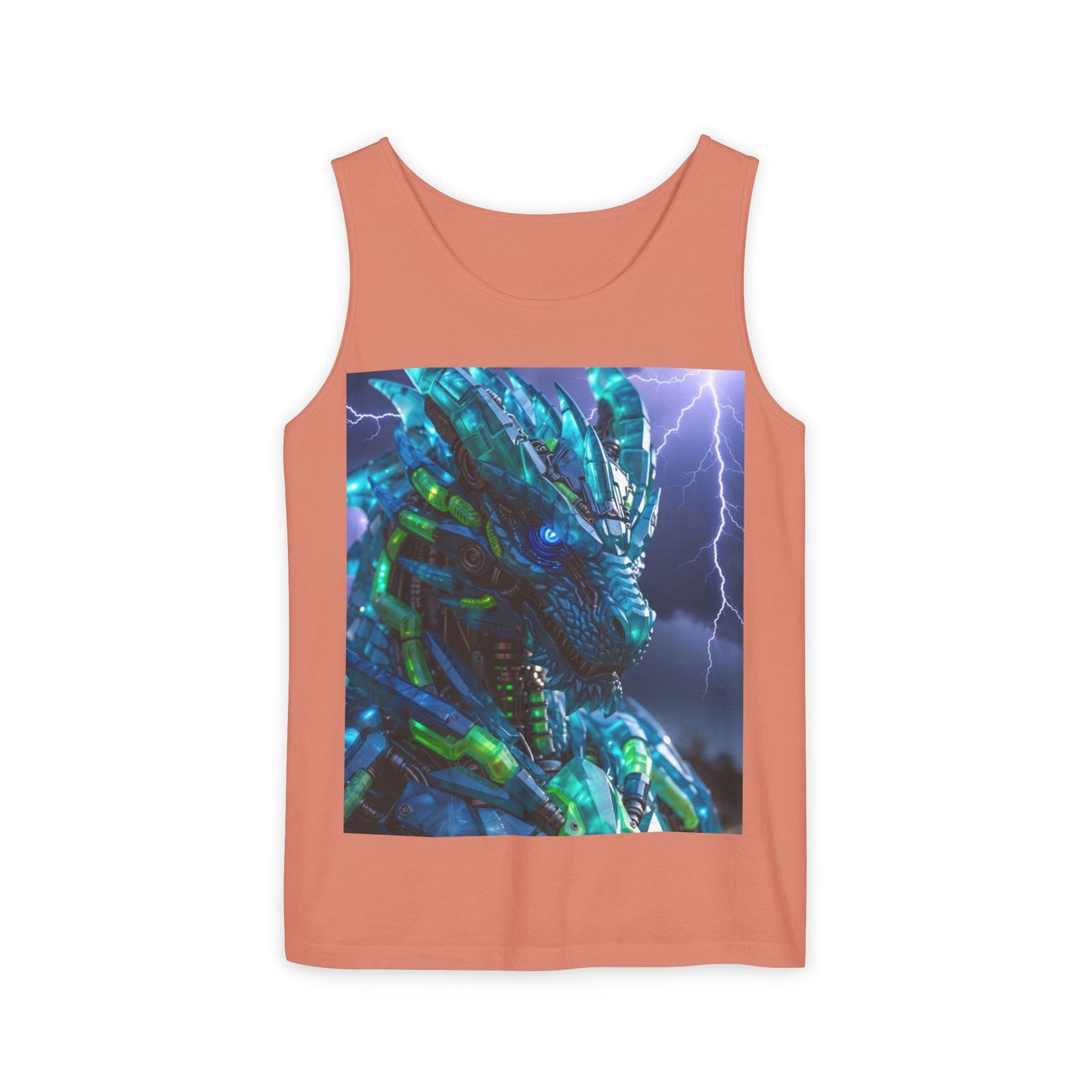 Dragon Warrior Tank Top — Neon Cyber Dragon Graphic Sleeveless Tee