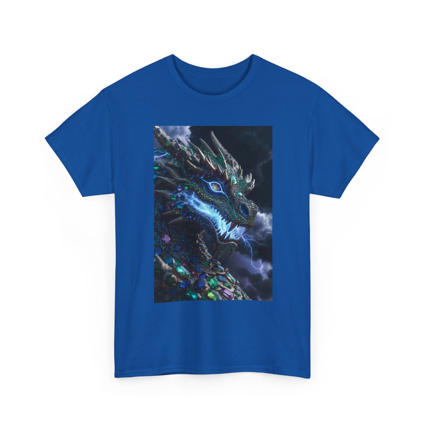 Dragon Portrait T‑Shirt — Neon Blue Fantasy Dragon Graphic Tee