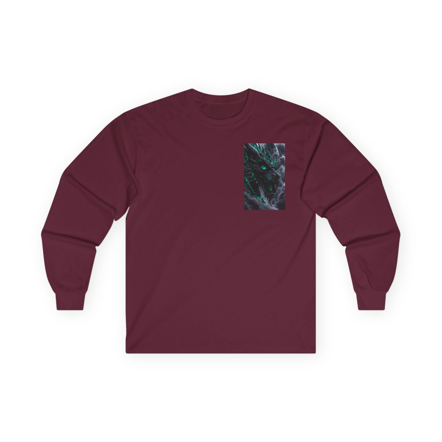 Long Sleeve Tee — Abstract Emerald Marble Pocket Design