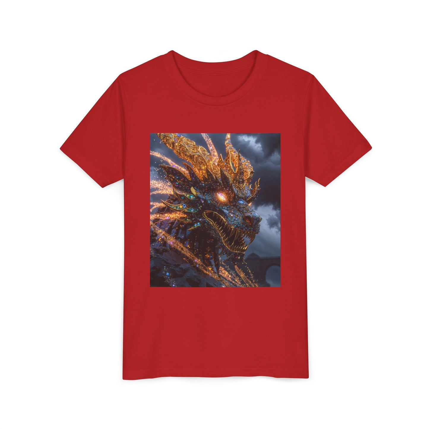 Youth Dragon Tee — Fiery Dragon Head Graphic Kids T‑Shirt