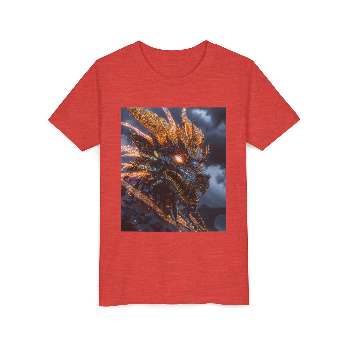 Youth Dragon Tee — Fiery Dragon Head Graphic Kids T‑Shirt